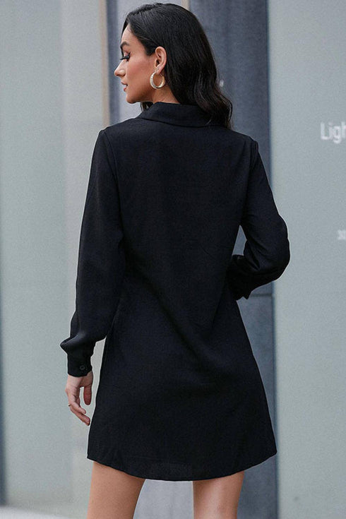 Belted Mini Shirt Dress - EsaModa